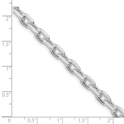 Sterling Silver Rhodium-plated 5.4mm Beveled Oval Cable Chain