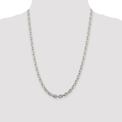 Sterling Silver Rhodium-plated 5.4mm Beveled Oval Cable Chain