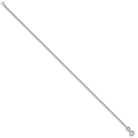 Sterling Silver Rhodium-plated 1.5mm Curb Chain Anklet