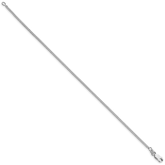 Sterling Silver Rhodium-plated 1.75mm Curb Chain Anklet