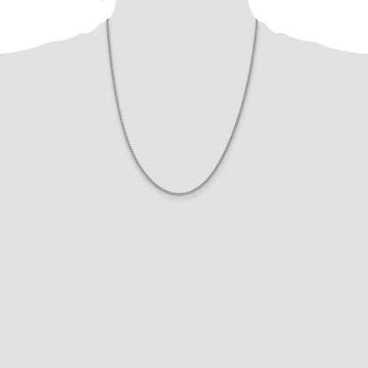 Sterling Silver Rhodium-plated 2mm Curb Chain