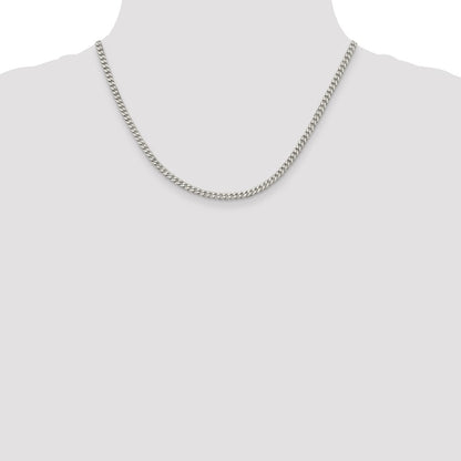 Sterling Silver Rhodium-plated 3.5mm Curb Chain
