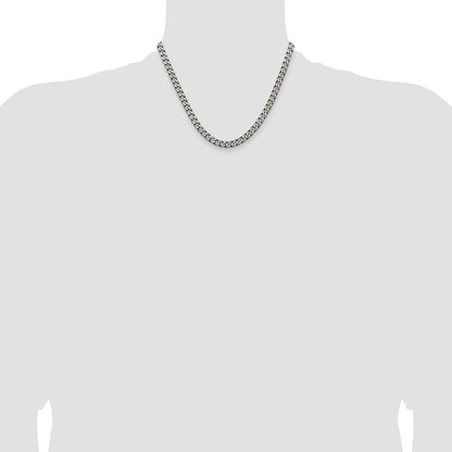 Sterling Silver Antiqued 6.0mm Curb Chain