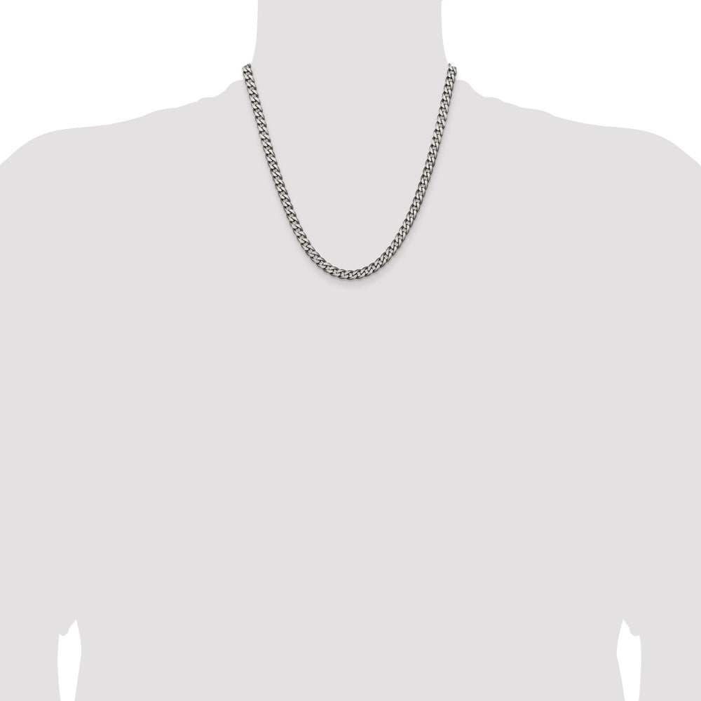 Sterling Silver Antiqued 6.0mm Curb Chain