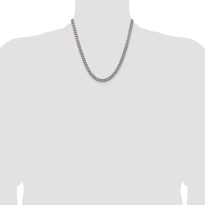 Sterling Silver Antiqued 6.0mm Curb Chain