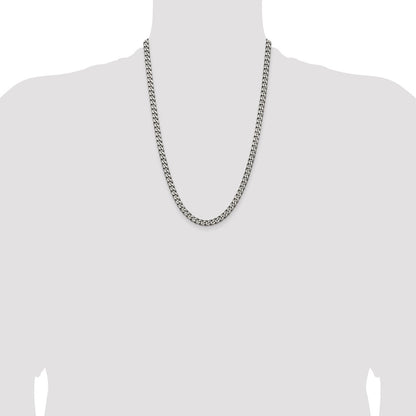 Sterling Silver Antiqued 6.0mm Curb Chain