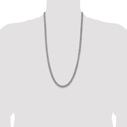 Sterling Silver Antiqued 6.0mm Curb Chain