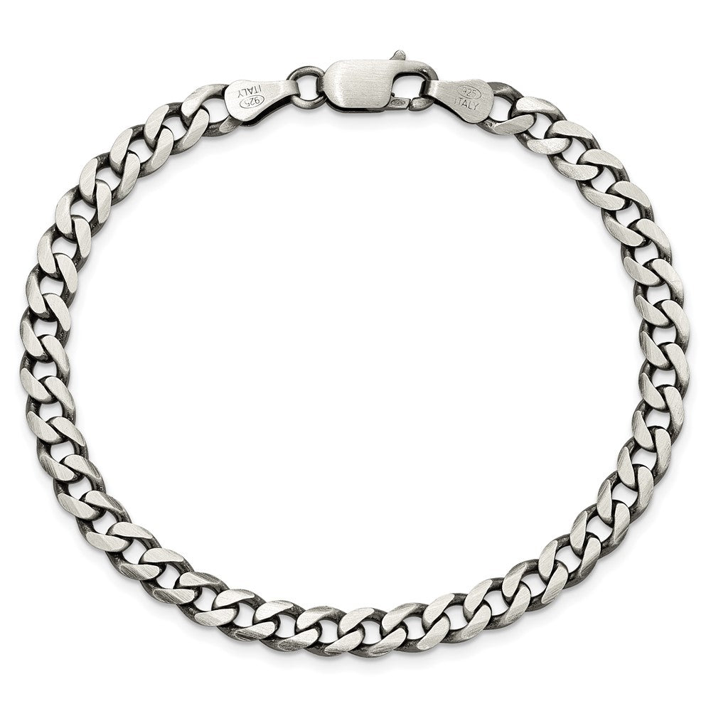 Sterling Silver Antiqued 6.0mm Curb Chain