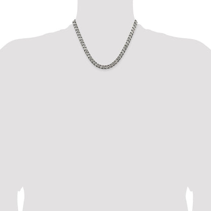 Sterling Silver Antiqued 6.5mm Curb Chain