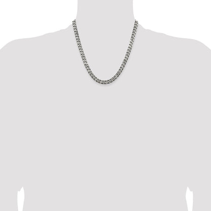 Sterling Silver Antiqued 6.5mm Curb Chain