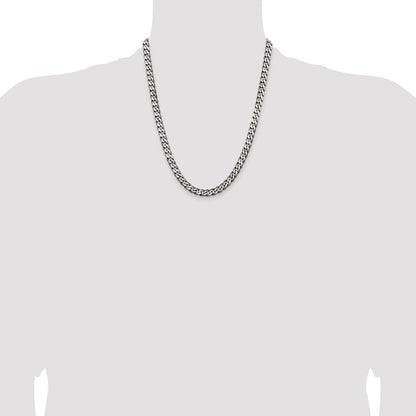 Sterling Silver Antiqued 6.5mm Curb Chain