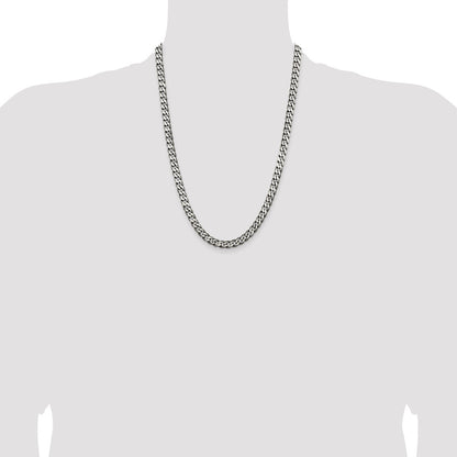Sterling Silver Antiqued 6.5mm Curb Chain