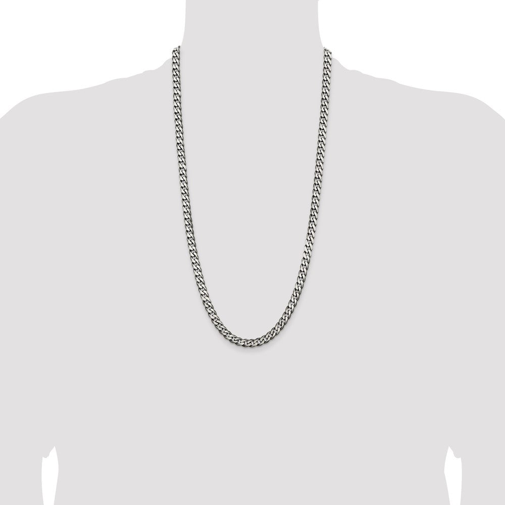 Sterling Silver Antiqued 6.5mm Curb Chain