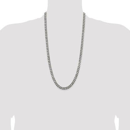 Sterling Silver Antiqued 6.5mm Curb Chain