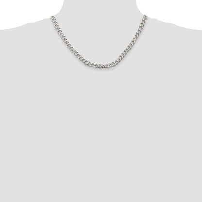 Sterling Silver Rhodium-plated 6.5mm Curb Chain