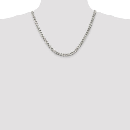 Sterling Silver Rhodium-plated 6.5mm Curb Chain