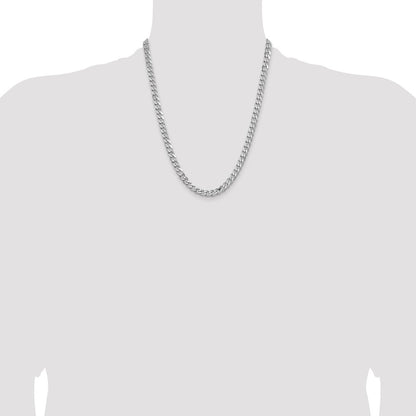 Sterling Silver Rhodium-plated 6.5mm Curb Chain