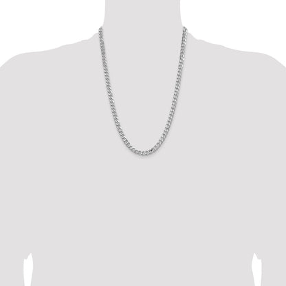 Sterling Silver Rhodium-plated 6.5mm Curb Chain