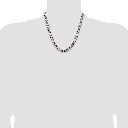 Sterling Silver Antiqued 7.5mm Curb Chain