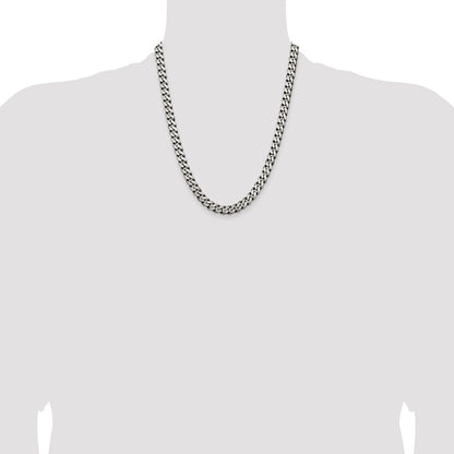 Sterling Silver Antiqued 7.5mm Curb Chain