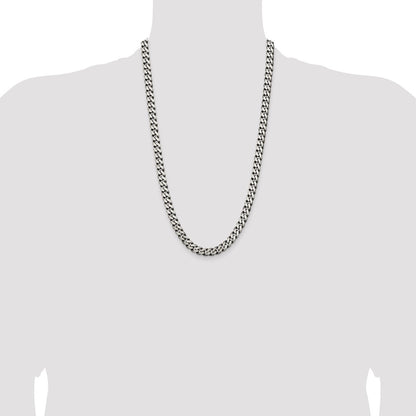 Sterling Silver Antiqued 7.5mm Curb Chain