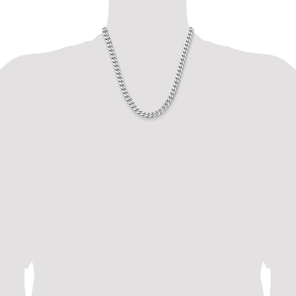 Sterling Silver Rhodium-plated 7.5mm Curb Chain