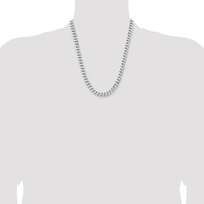 Sterling Silver Rhodium-plated 7.5mm Curb Chain