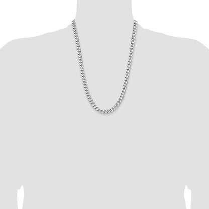 Sterling Silver Rhodium-plated 7.5mm Curb Chain