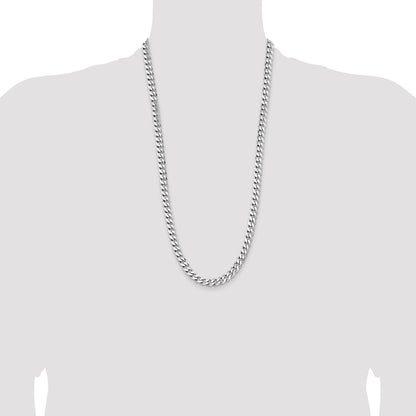 Sterling Silver Rhodium-plated 7.5mm Curb Chain