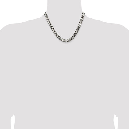 Sterling Silver Antiqued 9.3mm Curb Chain