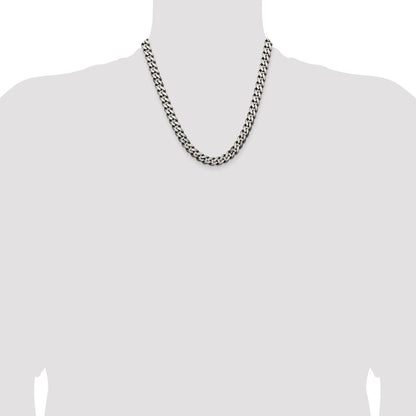 Sterling Silver Antiqued 9.3mm Curb Chain
