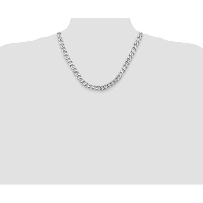 Sterling Silver Rhodium-plated 9.3mm Curb Chain