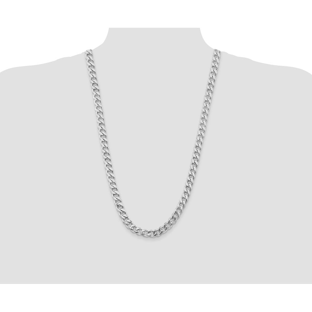 Sterling Silver Rhodium-plated 9.3mm Curb Chain