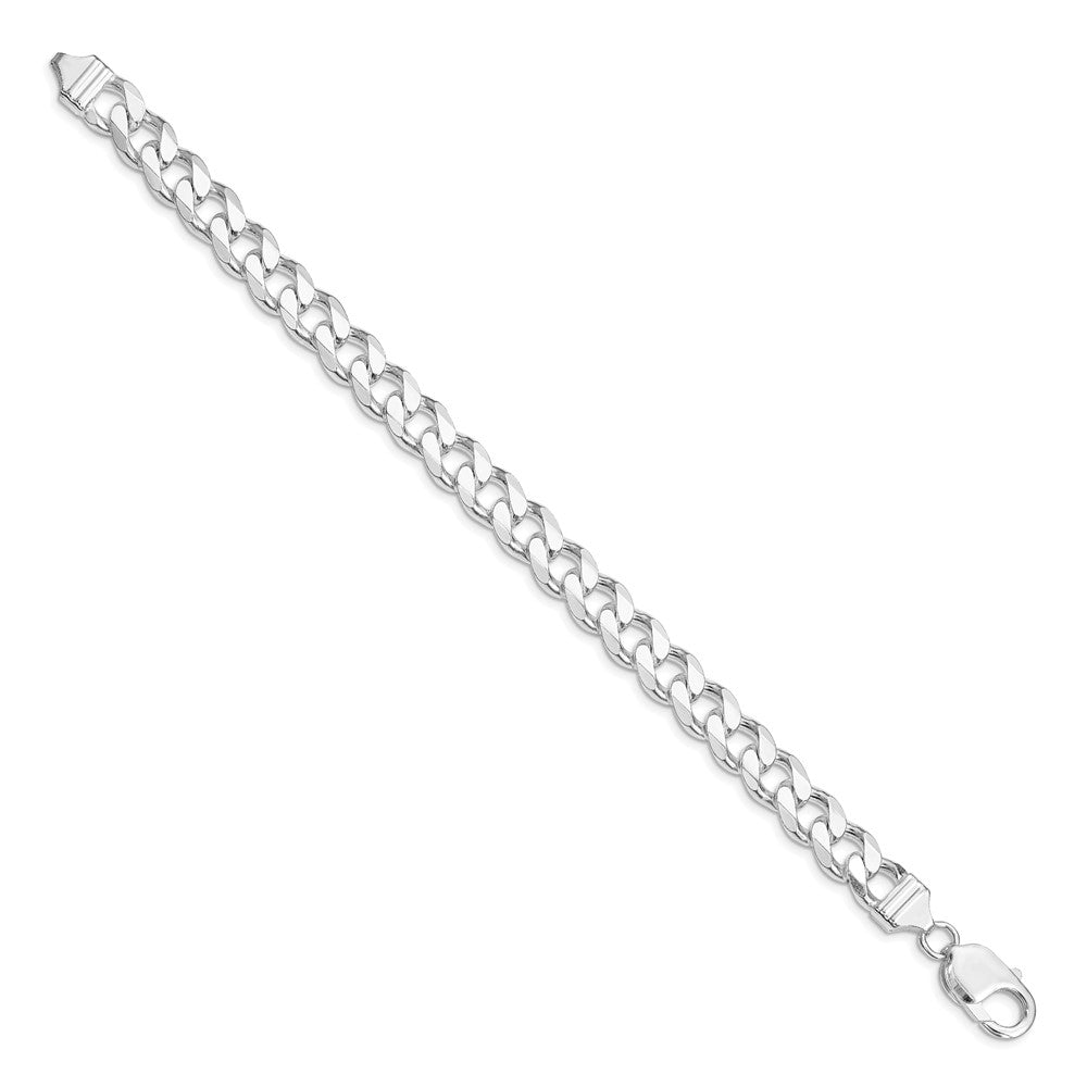 Sterling Silver Rhodium-plated 9.3mm Curb Chain