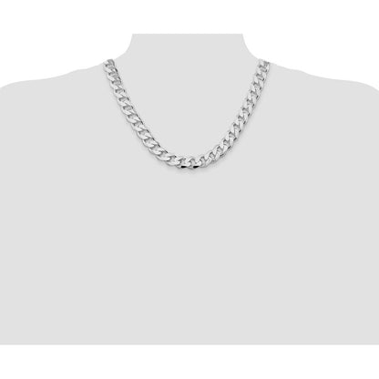 Sterling Silver Rhodium-plated 13mm Curb Chain