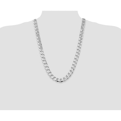 Sterling Silver Rhodium-plated 13mm Curb Chain