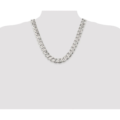 Sterling Silver Rhodium-plated 14.5mm Curb Chain