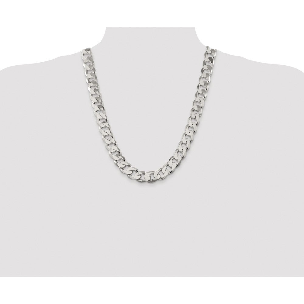 Sterling Silver Rhodium-plated 14.5mm Curb Chain
