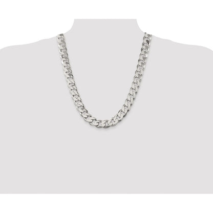 Sterling Silver Rhodium-plated 14.5mm Curb Chain