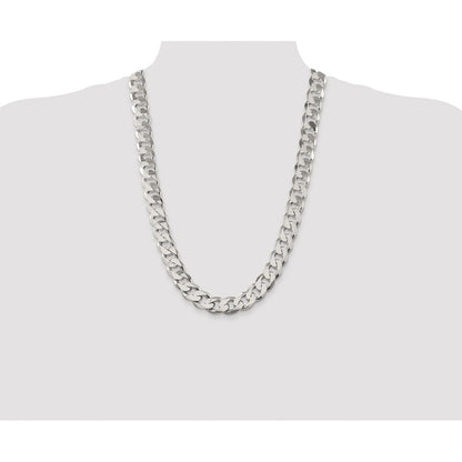 Sterling Silver Rhodium-plated 14.5mm Curb Chain