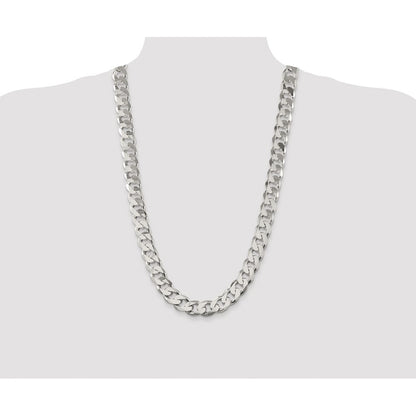Sterling Silver Rhodium-plated 14.5mm Curb Chain