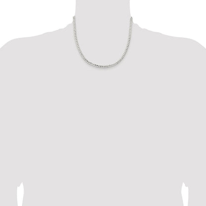 Sterling Silver Rhodium-plated 4.5mm Concave Beveled Curb Chain