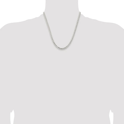 Sterling Silver Rhodium-plated 4.5mm Concave Beveled Curb Chain