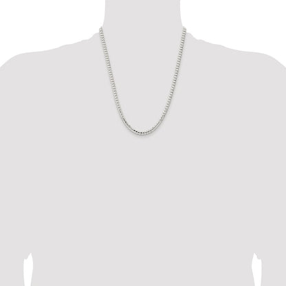 Sterling Silver Rhodium-plated 4.5mm Concave Beveled Curb Chain