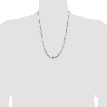 Sterling Silver Rhodium-plated 4.5mm Concave Beveled Curb Chain