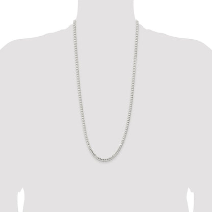 Sterling Silver Rhodium-plated 4.5mm Concave Beveled Curb Chain