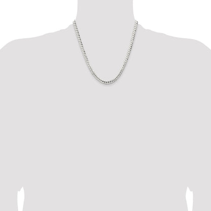 Sterling Silver 5.65mm Concave Beveled Curb Chain