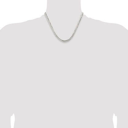 Sterling Silver Rhodium-plated 5.65mm Concave Beveled Curb Chain