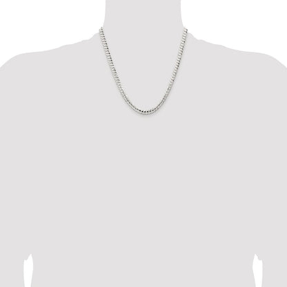 Sterling Silver Rhodium-plated 5.65mm Concave Beveled Curb Chain