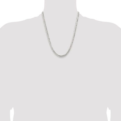 Sterling Silver Rhodium-plated 5.65mm Concave Beveled Curb Chain